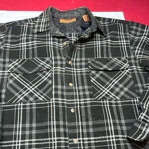 Northern Explorer 90s vtg Plaid flannel BLACK GRAY shirt jacket work outdoor men